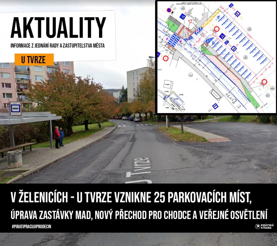 V Želenicích dojde k vybudování dalších 25 parkovacích míst a úpravu zastávky