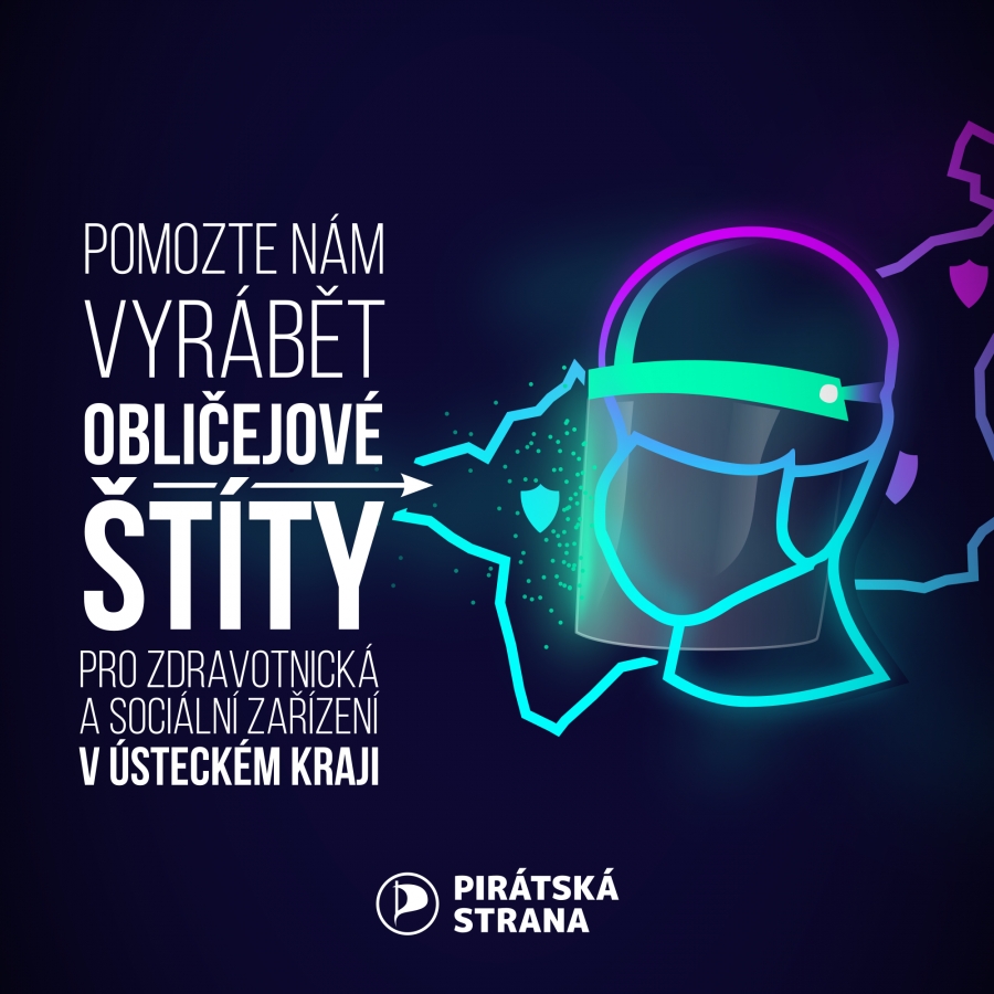 Děčínští Piráti - Jan Maixner pomáhají zásobovat instituce v kraji ochrannými štíty